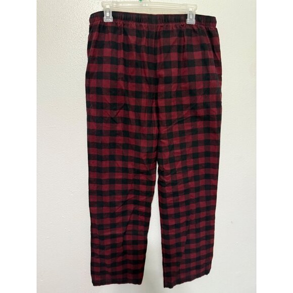 Garnet Hill Flannel PJ Pants Red Black Checked Elastic Waist Mens L - Picture 2 of 5